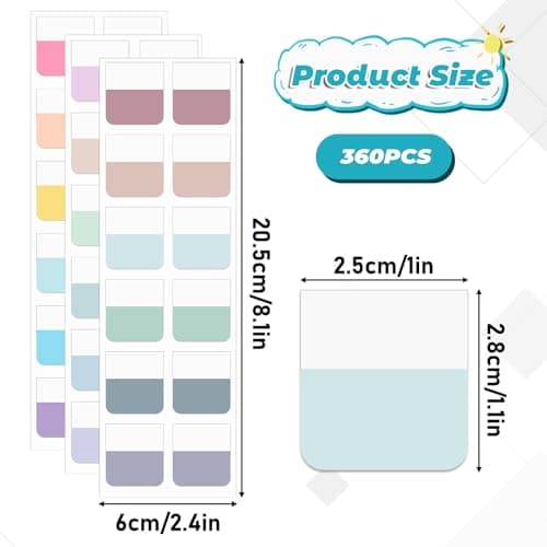 360pcs Colorful Book Markers & Tabs, Reusable for Books, Notebooks & Bibles, 18 Colors