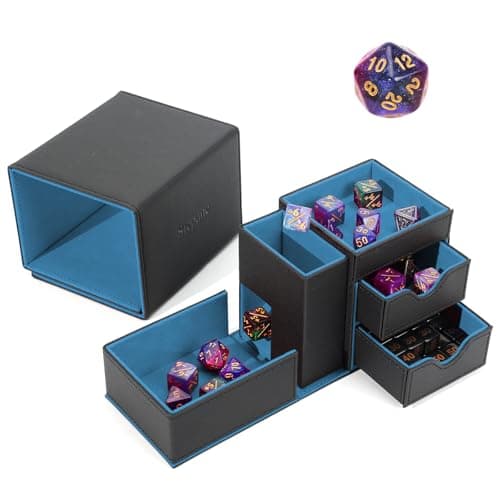 Black/Blue Dice Tower & Storage Box, DND Accessories Gifts
