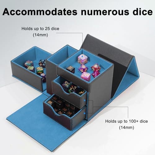 Black/Blue Dice Tower & Storage Box, DND Accessories Gifts