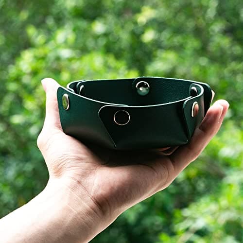 Small Dice Case & Storage Box PU Leather Foldable Round Dice Holder with Felt Tray