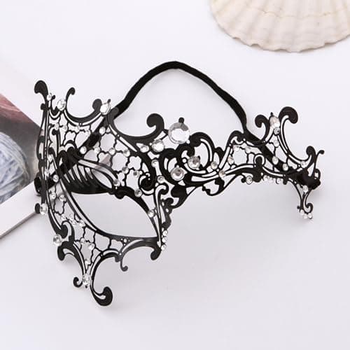 Seglorwy Black Masquerade Mask for Couples, Venetian Mardi Gras Halloween Party