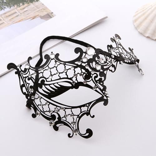 Seglorwy Black Masquerade Mask for Couples, Venetian Mardi Gras Halloween Party