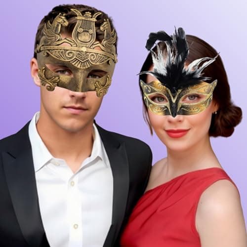 Ubauta Various Venetian Couple Masks for Masquerade & Party