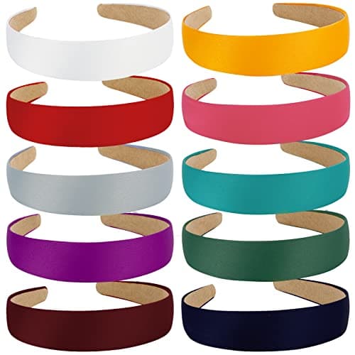 Wecoe 10 Pack Satin Headbands for Women and Girls