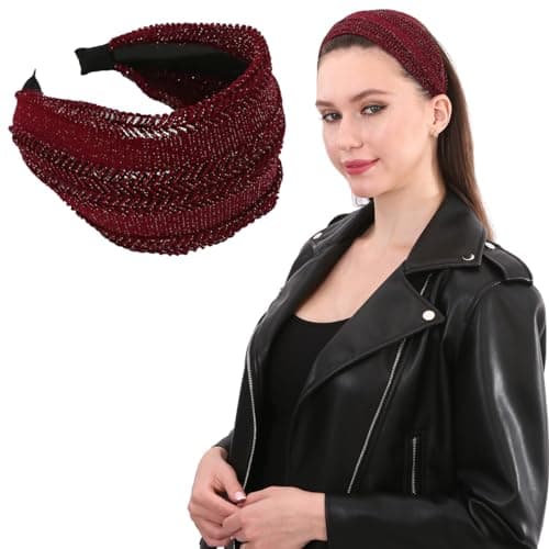 LONELY 5 Pack Mix Color Glitter Headbands for Women Velvet Hair Band with Teeth