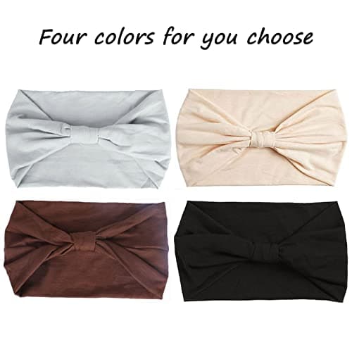 XTREND 4 Packs Wide Elastic Knotted Headbands Bohemian Style+='