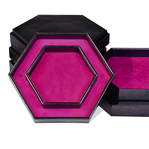 DND Dice Tray - Hexagonal Rolling & Storage, Faux Leather, Green, Compatible with D&D, MTG
