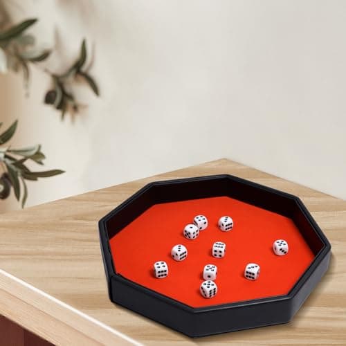 Octagon Dice Rolling Tray Set with PU Leather Velvet (Green)