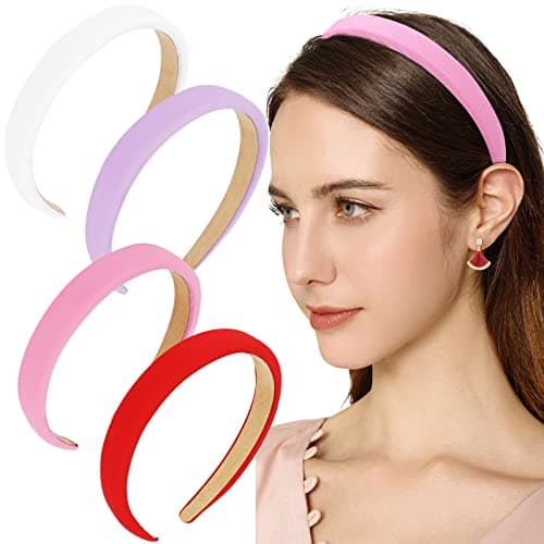 Wecoe Light Blue & Black 4 Pack Padded Headbands for Women & Girls