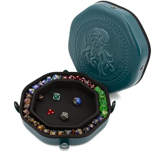 CASEMATIX Dice Tray and Storage Case for 115+ RPG Dice - Magnetic Snaps, Embossed Design, Non-Scratch Interior