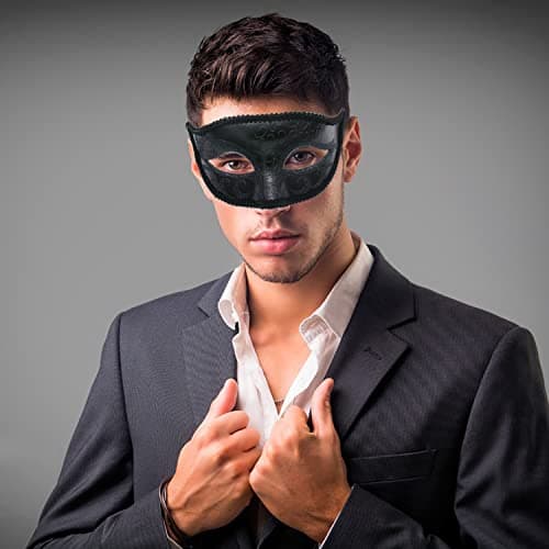 ZbFwmx Couple Black Masquerade Mask Set for Cosplay Party