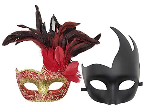 Coolwife Feather Masquerade Mask for Halloween and Cosplay