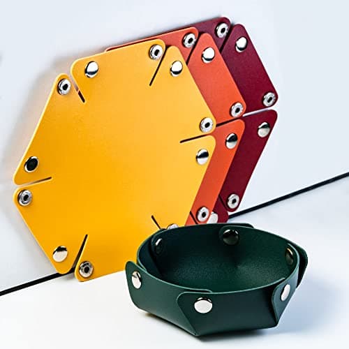 Small Dice Case & Storage Box PU Leather Foldable Round Dice Holder with Felt Tray