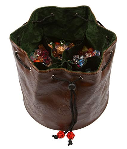 Forged Dice Co. Pouch of The Endless Hoard - 7 Pockets, Holds Over 1,000 Dice - Brown/Green