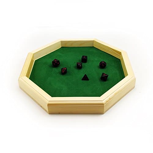 Heavy Duty 12 Inch Octagonal Wood Dice Tray with Felt Lining