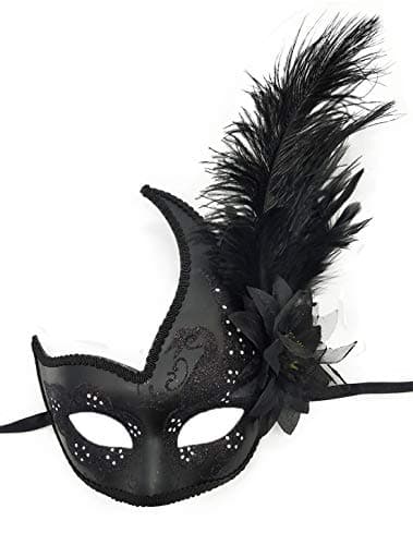 Awlsyj Women's Feather Masquerade Mask