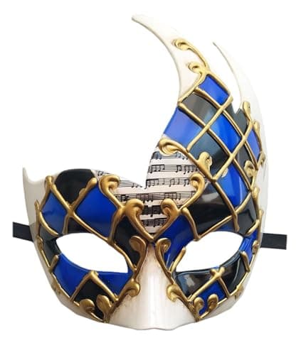 Coolwife Men's Vintage Venetian Checkered Masquerade Mask for Musical Party