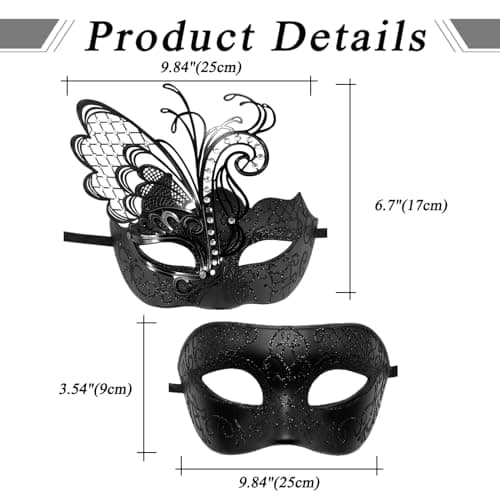 OIDEA Couples Masquerade Mask Set: Shiny Rhinestones Butterfly Costume