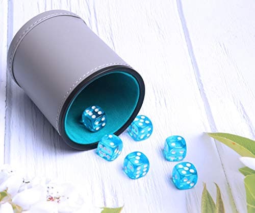 Quiet-Shaking Dice Cup Set for Yahtzee, Farkle, Liars, PU Leather & Felt-Lined