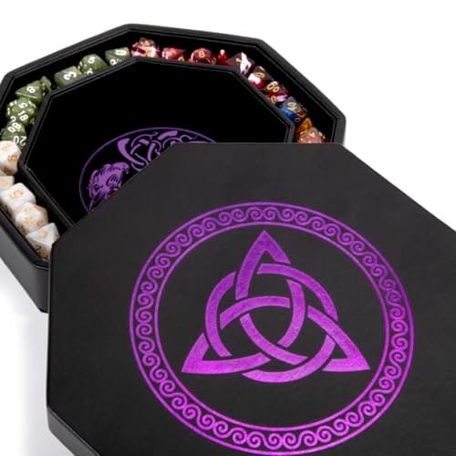 Exquisitely Detailed Green World Tree & Triquetra 8" DND Dice Tray - Premium Roll & Storage