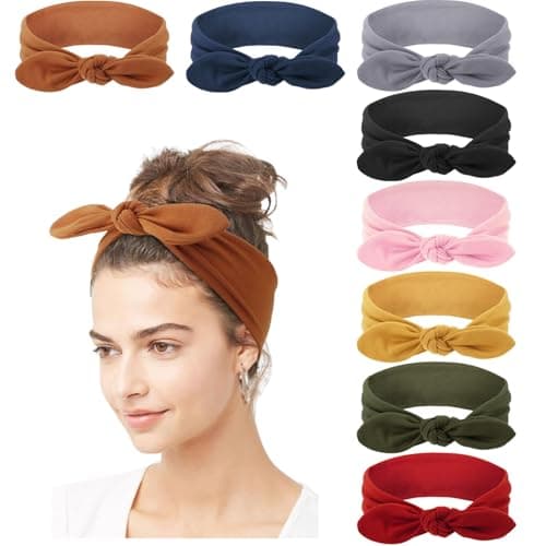 DRESHOW 8 Pack Adjustable Knotted Headbands for Women & Girls