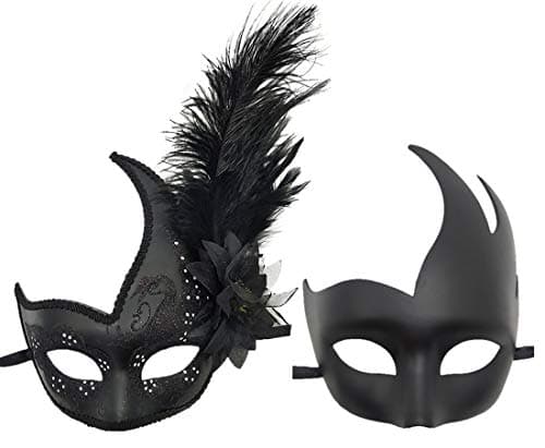 Coolwife Feather Masquerade Mask for Halloween and Cosplay