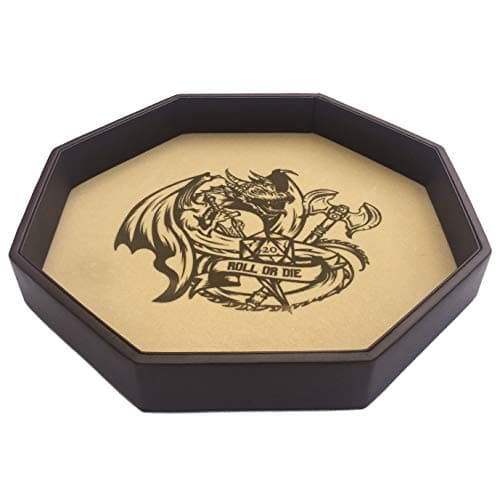 ROLL OR DIE Octagon Dice Tray - 11.5" for RPGs, Board Games (DND 3.5, 5e, Cthulhu, Pathfinder, Shadowrun)