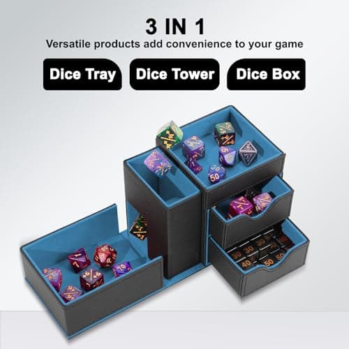 Black/Blue Dice Tower & Storage Box, DND Accessories Gifts