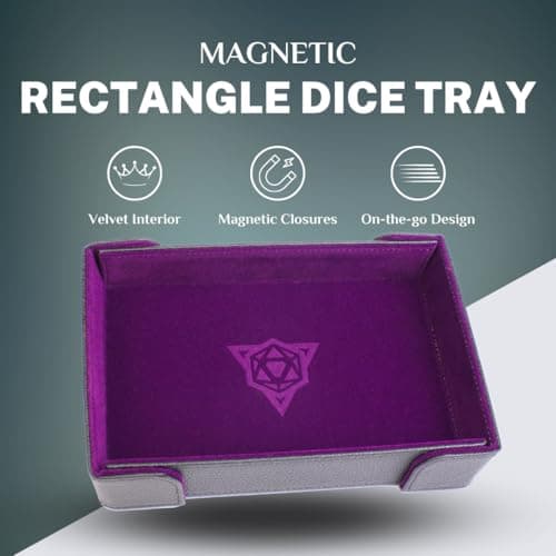 PU Leather Magnetic Folding Dice Tray & Mat - Gray - Perfect for DND and Roleplaying Games
