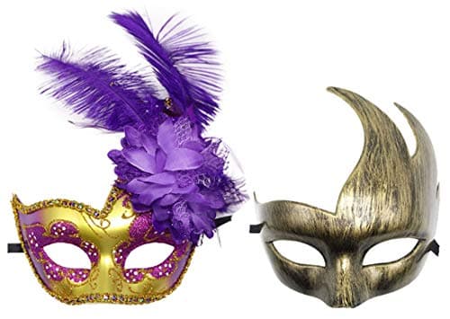 Awlsyj Women's Feather Masquerade Mask