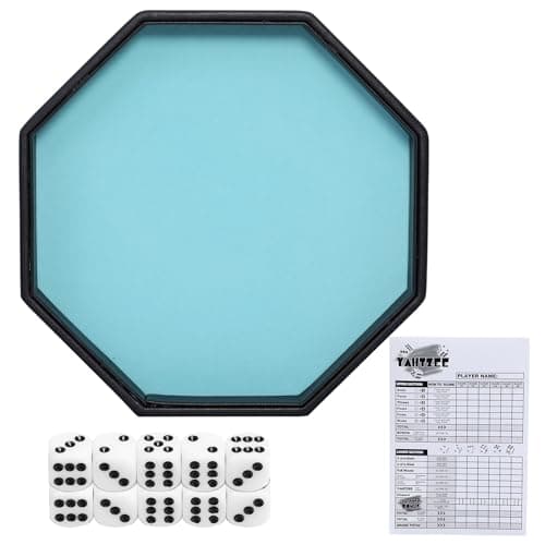 Octagon Dice Rolling Tray Set with PU Leather Velvet (Green)