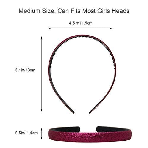 Adecco Glitter Headbands for Girls - Sparkly Colorful Plastic (10 Pcs)