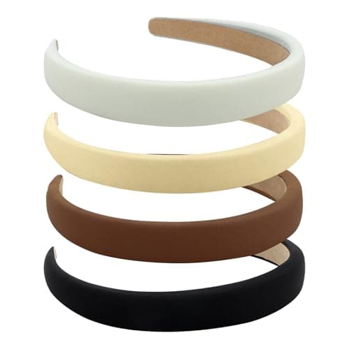 Wecoe Light Blue & Black 4 Pack Padded Headbands for Women & Girls