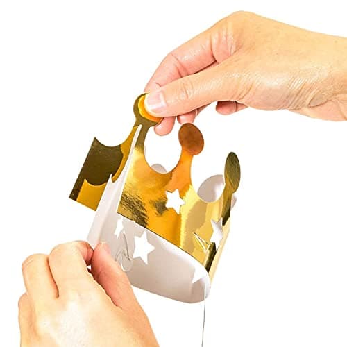 Refined Title: BLUE PANDA Mini Gold Foil Paper Crowns for Kids