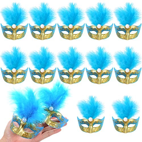 MIKIMIQI 12-Piece Mini Mardi Gras Mask Bulk Party Decorations