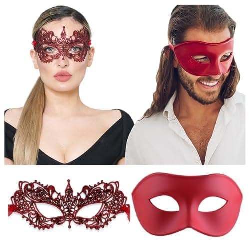 Matching Luxury Mask Set - Men & Women's Sexy Masquerade Mask for Parties