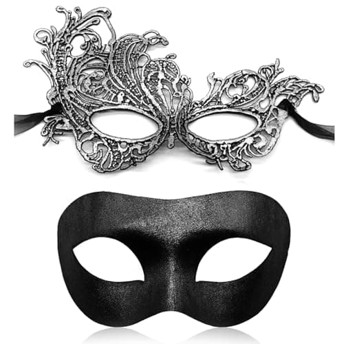 Aqearl Venetian Masquerade Mask for Couples Halloween Party Costume