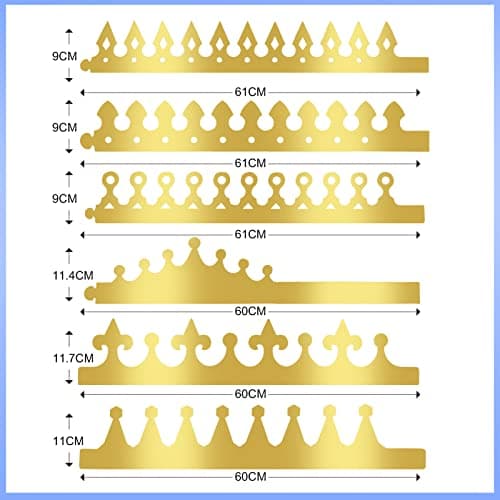 Golden Paper Crowns for Adults: 36 Pieces Birthday Party King & Princess Hats