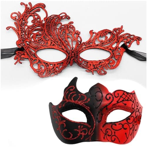 Masquerade Mask - Venetian Style for Couples, Mardi Gras & Halloween Party