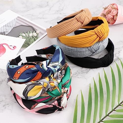 DRESHOW 8 Pack Knotted Headbands for Women Wide Turban Yoga Exercise Accessories