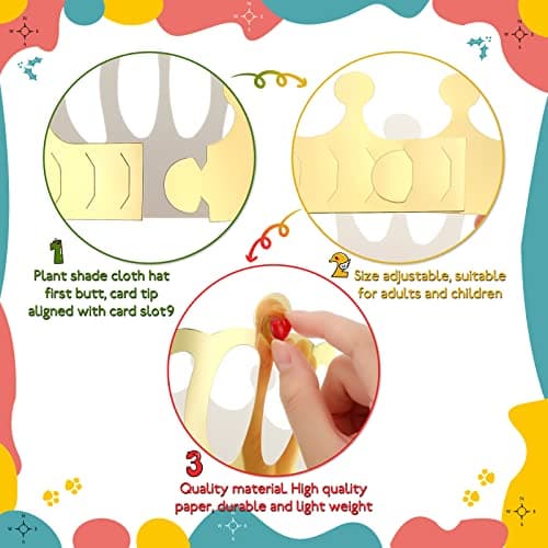 Refined Title: Gold Paper Crowns for Kids, Teens and Adults - DIY Birthday Party Favors