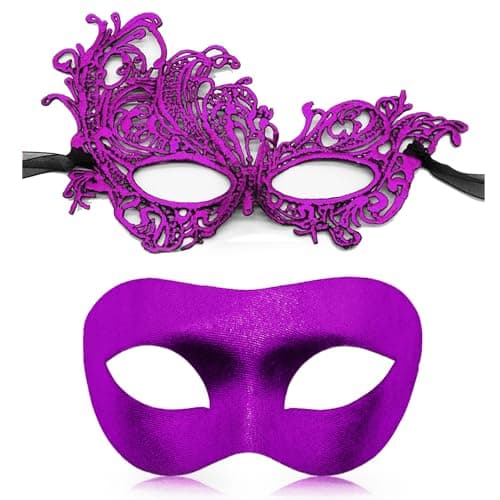 Aqearl Couple Venetian Mask for Halloween Party Prom Ball Costume