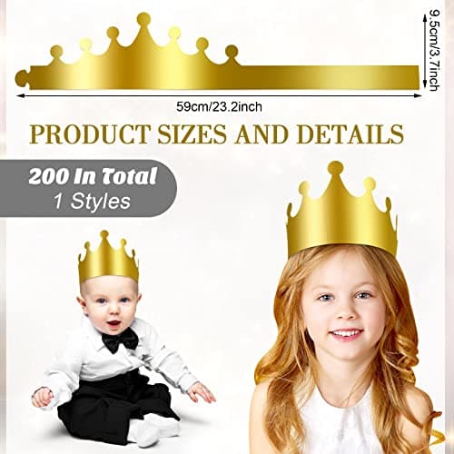 Golden Paper Crowns Bulk for Kids and Adults