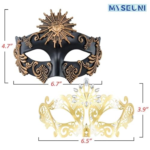 MYSEUNI 2024 Roman Greek Venetian Mask for Couples & Mardi Gras