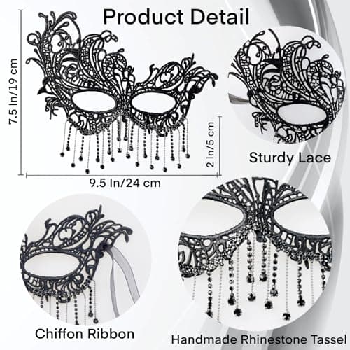 SlendyPop Masquerade Mask Couples Mardi Gras Lace Rhinestone
