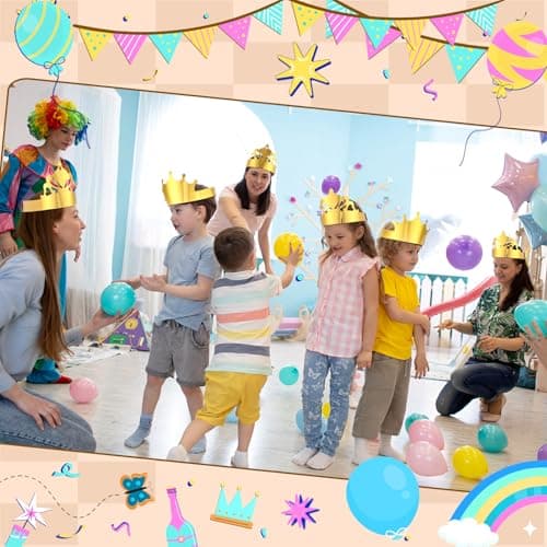 Gold Paper Crowns for Kids and Adults Birthday Party Celebration