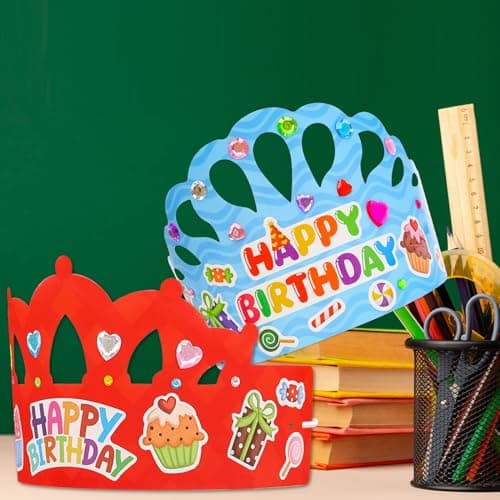 27 Pack Kids' DIY Paper Birthday Crowns for Classroom VBS