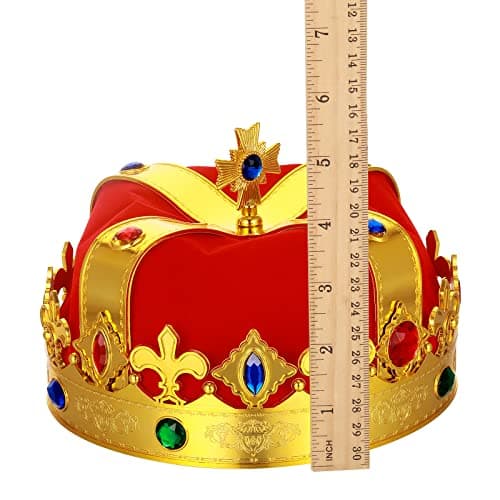 6 Pack Royal Gold Crowns King and Queen Costume Accessories for Men and Kids