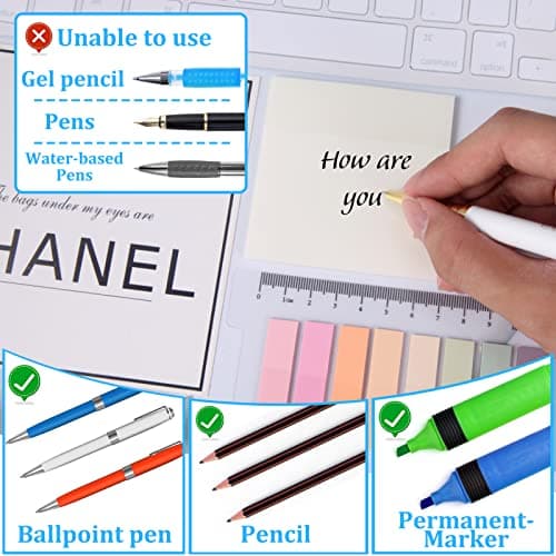 Transparent Sticky Notes 6 Sets Colour book tabs with 2 Sets Transparent Index Tabs for Bookmarks,Studying,Office,School Planner Memo