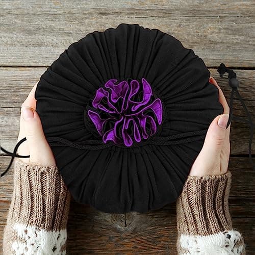 SIQUK Large Capacity Dice Bag with Pockets (Black & Dark Violet)